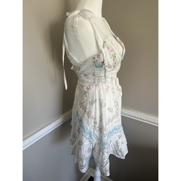 Revolve For Love & Lemons Dress Shea Mini Floral Ivory Size XXS - Picture 4 of 9